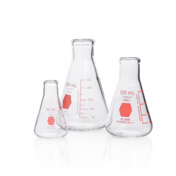 Matraz Erlenmeyer, Graduado, Decorado Rojo  500 Ml