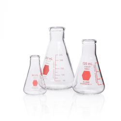 Matraz Erlenmeyer, Graduado, Decorado Rojo  500 Ml