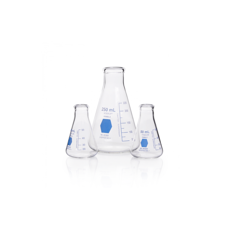 Matraz Erlenmeyer, Graduado, Decorado Azul  500 Ml