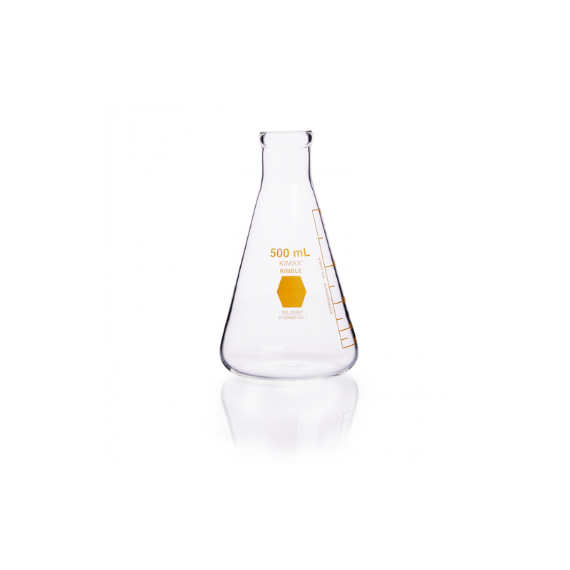 Matraz Erlenmeyer, Graduado, Decorado Amarillo  500 Ml