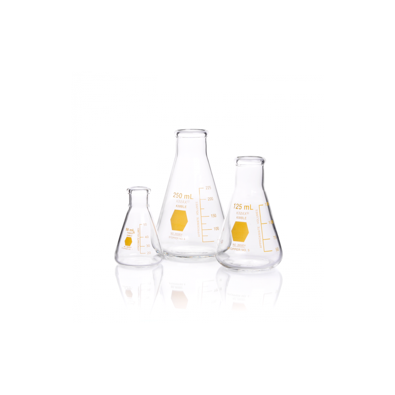 Matraz Erlenmeyer, Graduado, Decorado Amarillo  50 Ml