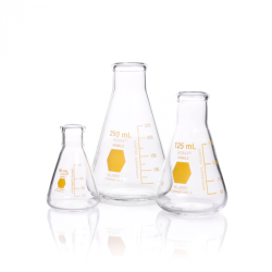 Matraz Erlenmeyer, Graduado, Decorado Amarillo  50 Ml