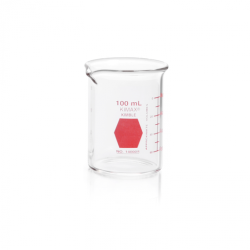 Vaso de Precipitado,Regular, Forma Baja Decorado En Rojo Graduado 100 Ml