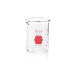 Vaso de Precipitado,Regular, Forma Baja Decorado En Rojo Graduado 100 Ml