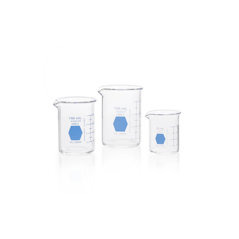 Vaso de Precipitado,Regular, Forma Baja Decorado En Azul Graduado 600 Ml