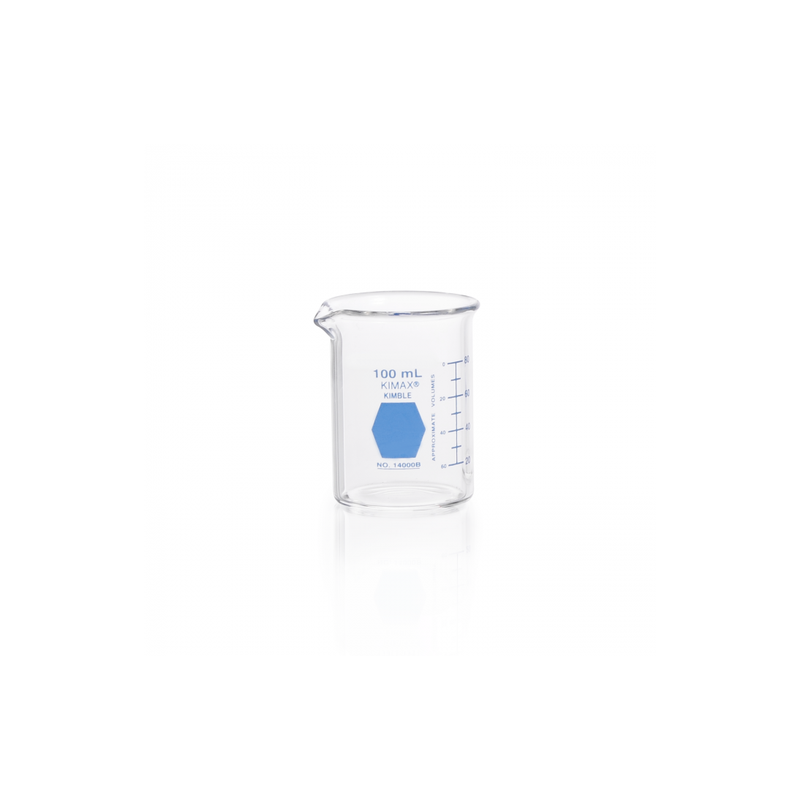 Vaso de Precipitado,Regular, Forma Baja Decorado En Azul Graduado 150 Ml