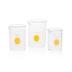 Vaso de Precipitado,Regular, Forma Baja Decorado En Amarillo Graduado 400 Ml