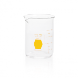 Vaso de Precipitado,Regular, Forma Baja Decorado En Amarillo Graduado 250 Ml