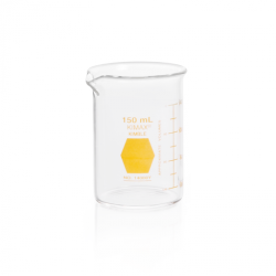 Vaso de Precipitado,Regular, Forma Baja Decorado En Amarillo Graduado 150 Ml