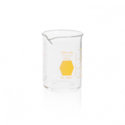 Vaso de Precipitado,Regular, Forma Baja Decorado En Amarillo Graduado 100 Ml