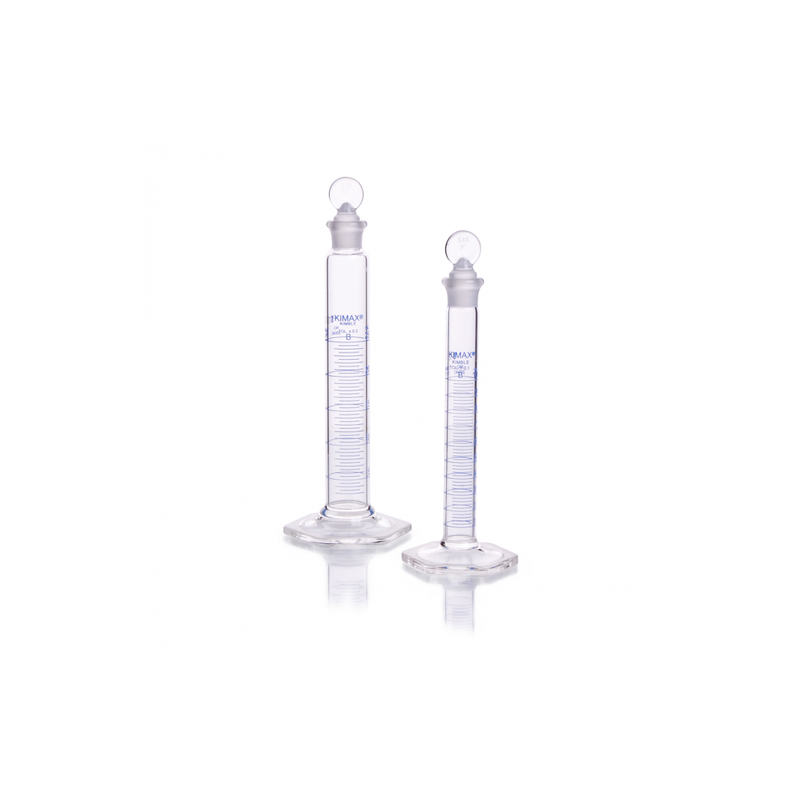 Probeta, P.C., "B", (Mezcladora) Base Hex. Vidrio, Escala Azul, Tapón Vidrio 500 Ml